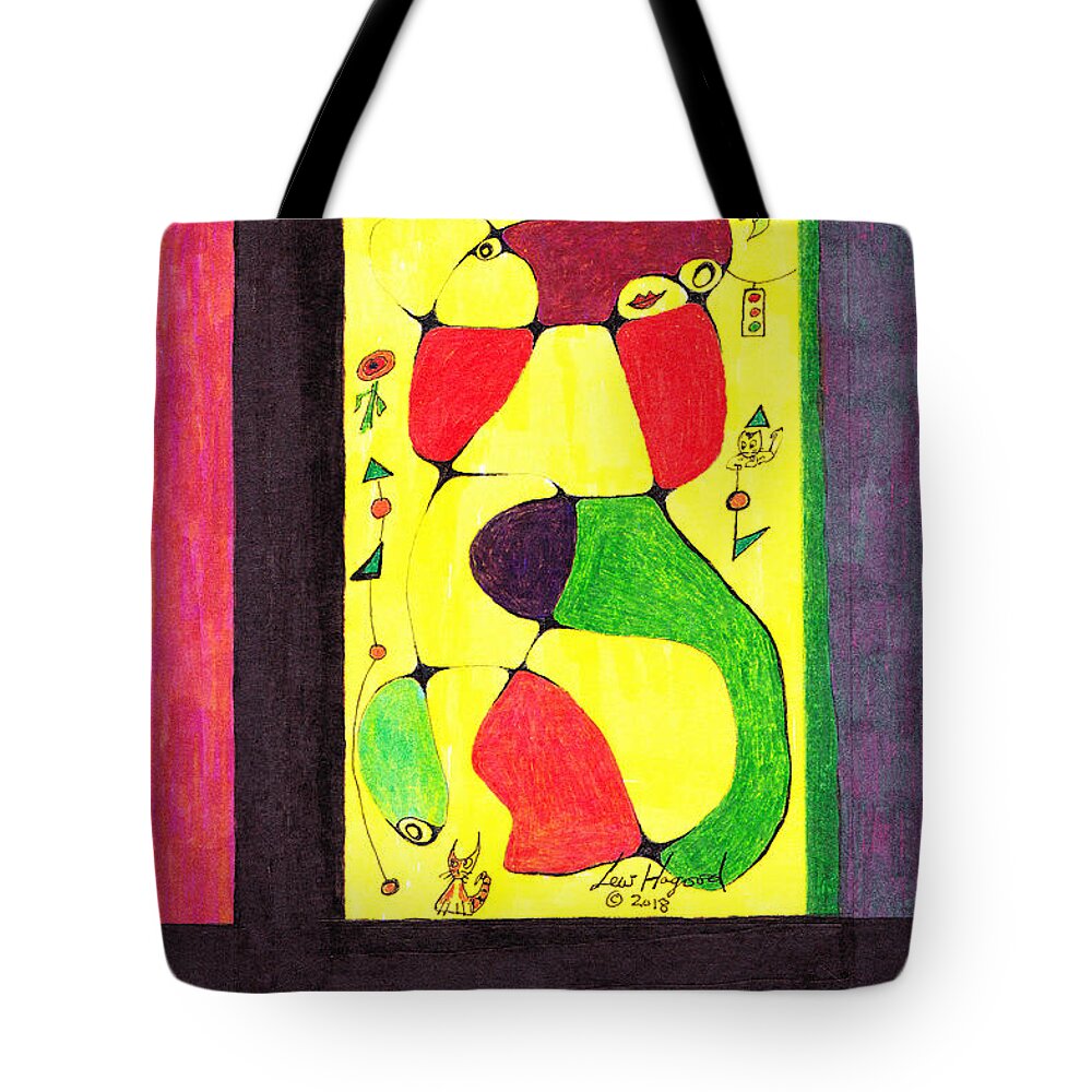 Lew Hagood Tote Bag featuring the mixed media 46.ab.19 by Lew Hagood