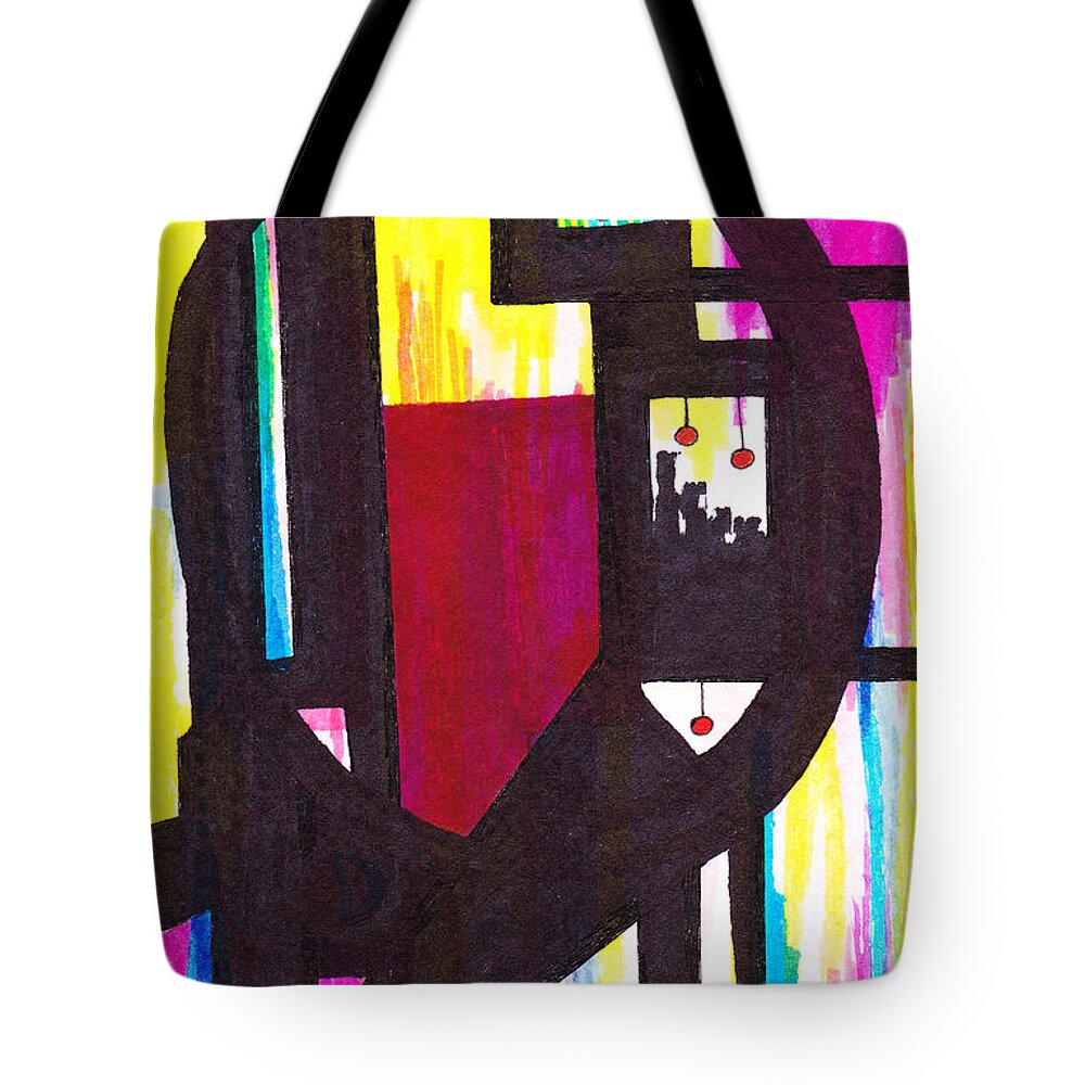 Abstract Tote Bag featuring the mixed media 46.AB.7 Abstract by Lew Hagood