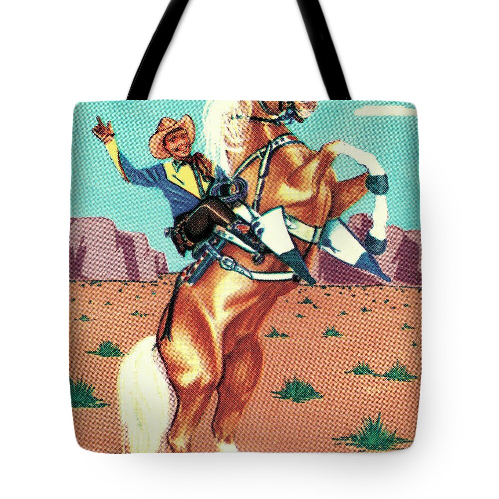 Animal Tote Bag featuring the drawing Cowboy #49 by CSA Images