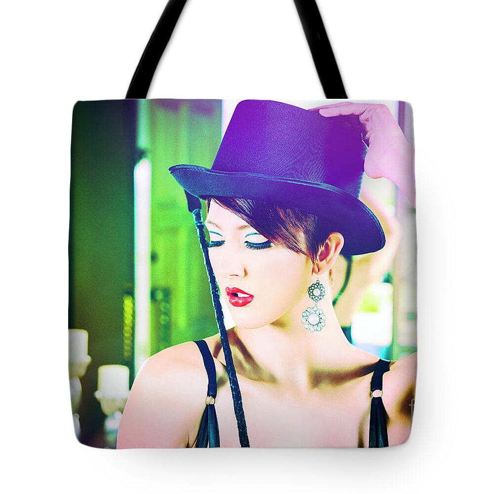 Attitude Tote Bag featuring the photograph 4951 Playful Lady Mistress Dancer by Amyn Nasser