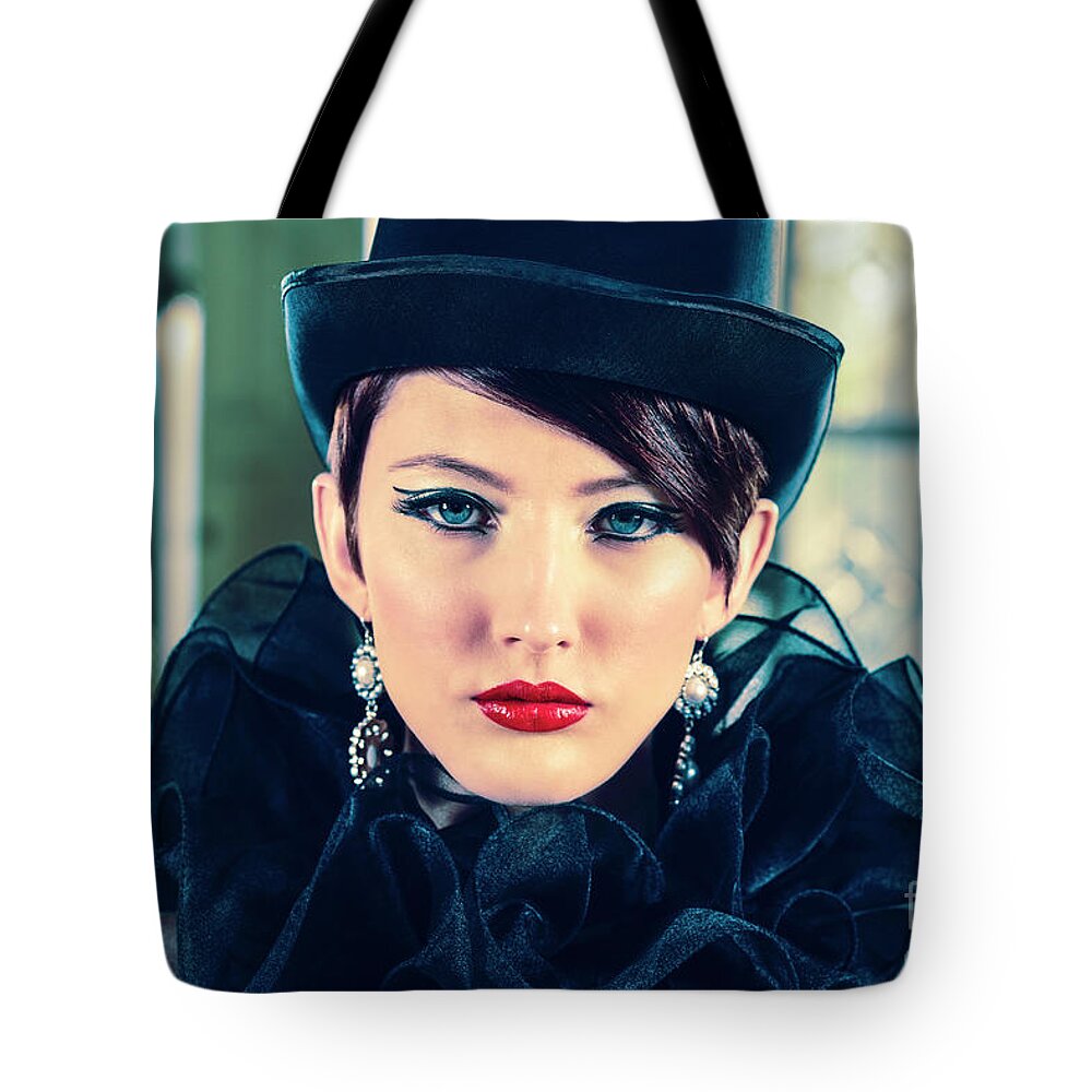Attitude Tote Bag featuring the photograph 4979 Boudoir Lady Mistress by Amyn Nasser