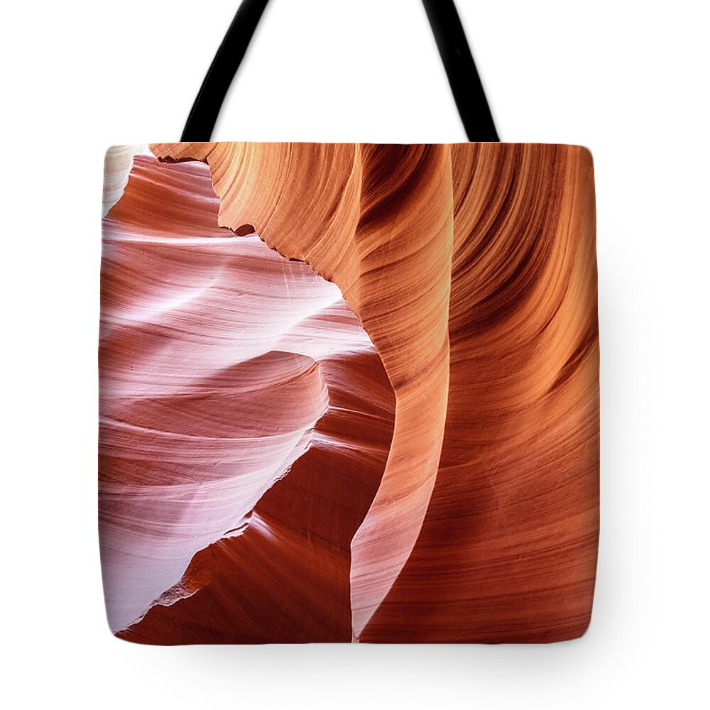 Curve Tote Bag featuring the photograph Antelope Canyon Spiral Rock Arches #5 by Deimagine
