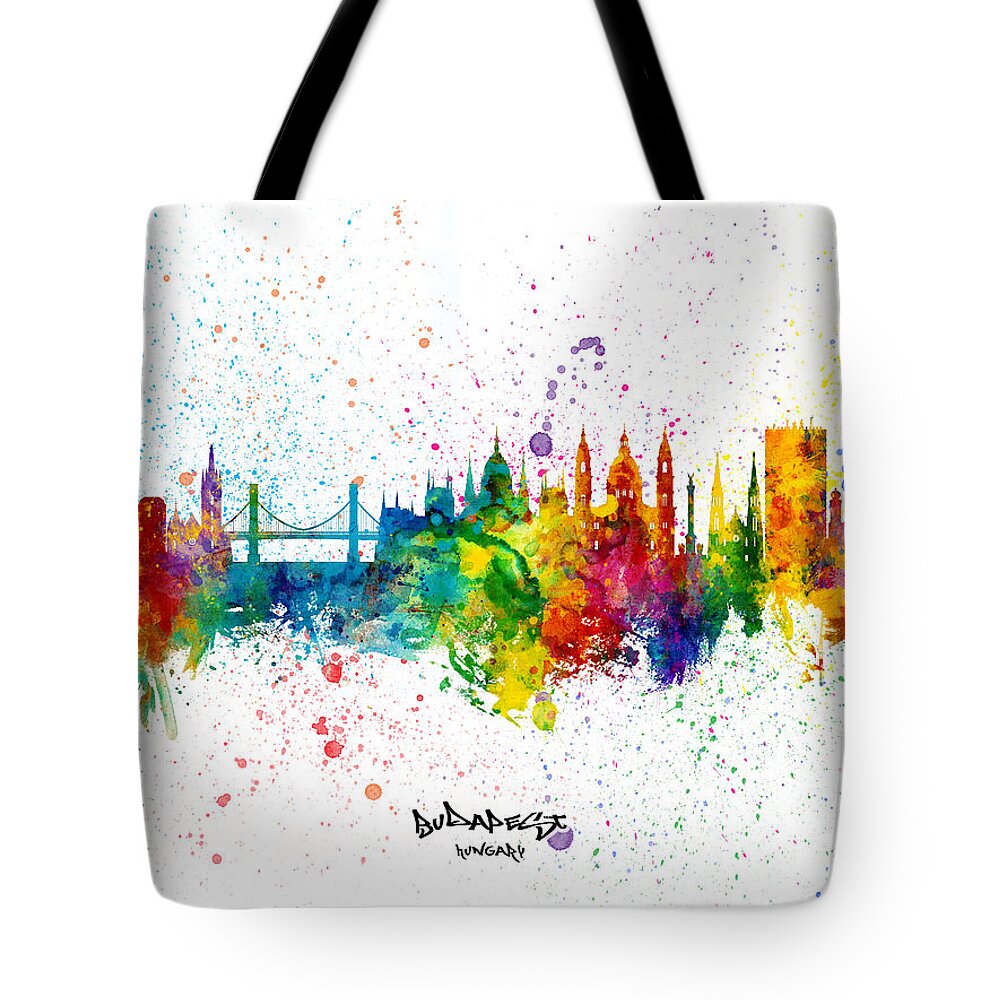 Budapest Tote Bag featuring the digital art Budapest Hungary Skyline by Michael Tompsett