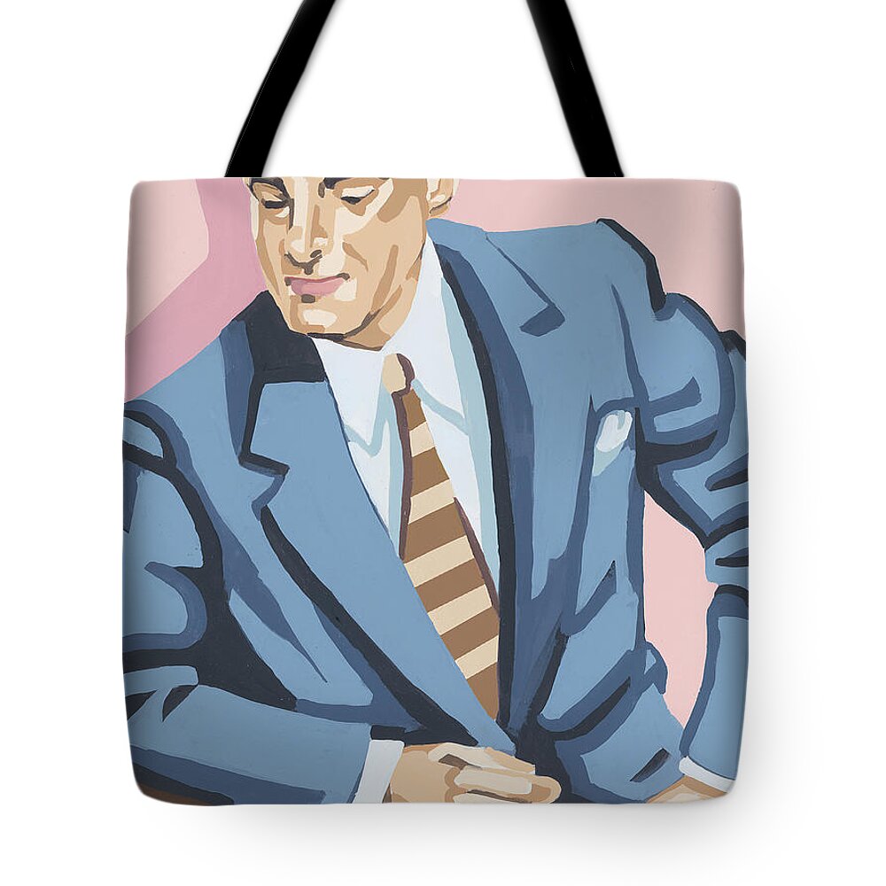Accessories Tote Bag featuring the drawing Businessman #5 by CSA Images