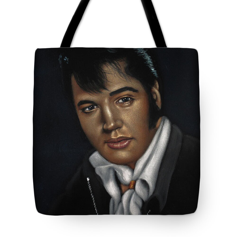 Velvet Tote Bag featuring the painting Elvis Presley Portrait #5 by Argo