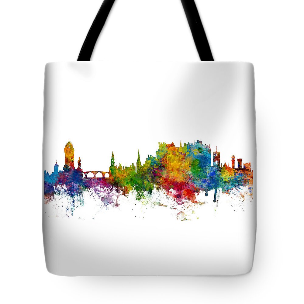 Stirling Tote Bag featuring the digital art Stirling Scotland Skyline by Michael Tompsett