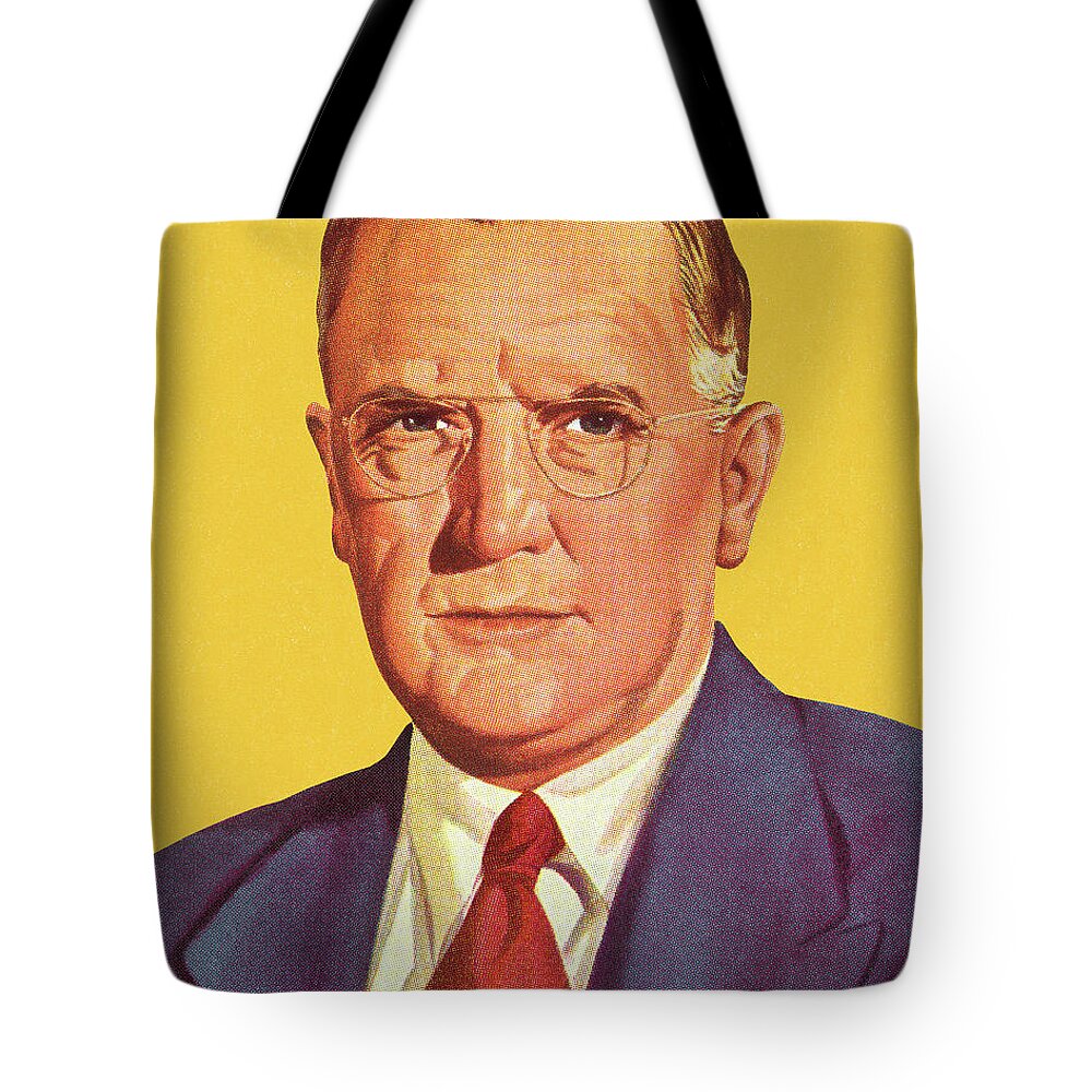 Accessories Tote Bag featuring the drawing Portrait of a Businessman #6 by CSA Images