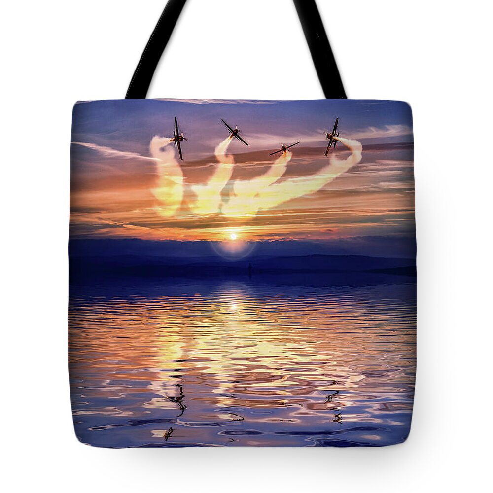 Blades Aerobatic Team Tote Bag featuring the mixed media The Blades by Smart Aviation