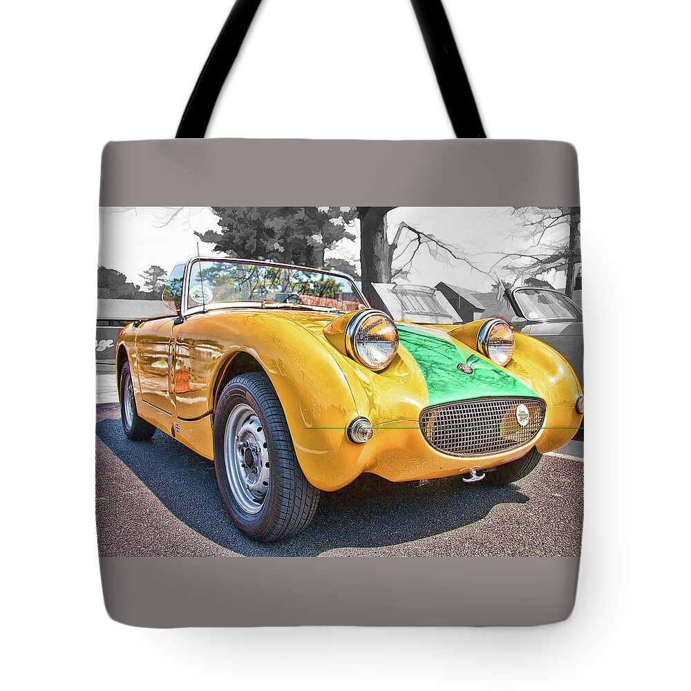 Car Tote Bag featuring the photograph '61 Austin Healey Sprite #61 by Daniel Adams