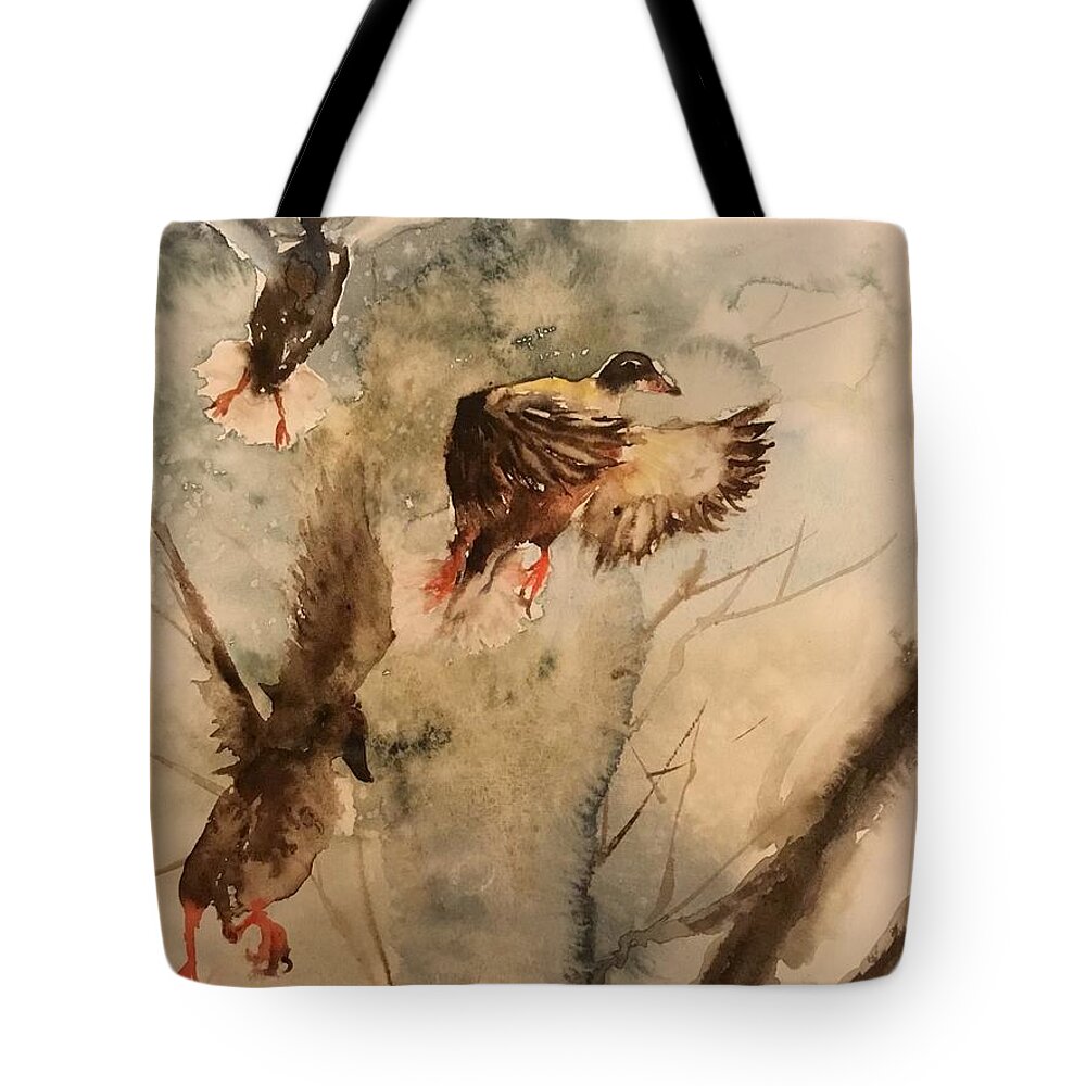 #65 2019 Tote Bag featuring the painting #65 2019 by Han in Huang wong