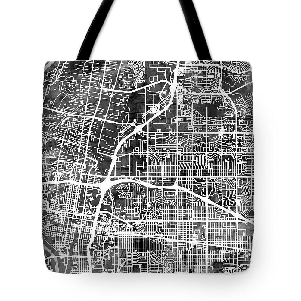 Albuquerque Tote Bag featuring the digital art Albuquerque New Mexico City Street Map by Michael Tompsett