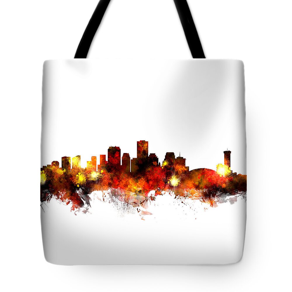 New Orleans Tote Bag featuring the digital art New Orleans Louisiana Skyline by Michael Tompsett