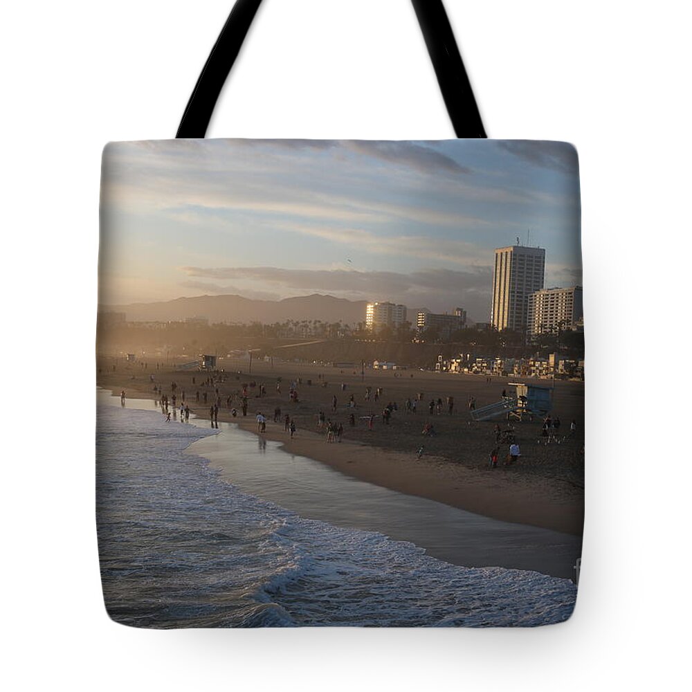 Sunset Tote Bag featuring the photograph Pacific Sunset , Santa Monica, California #7 by John Shiron