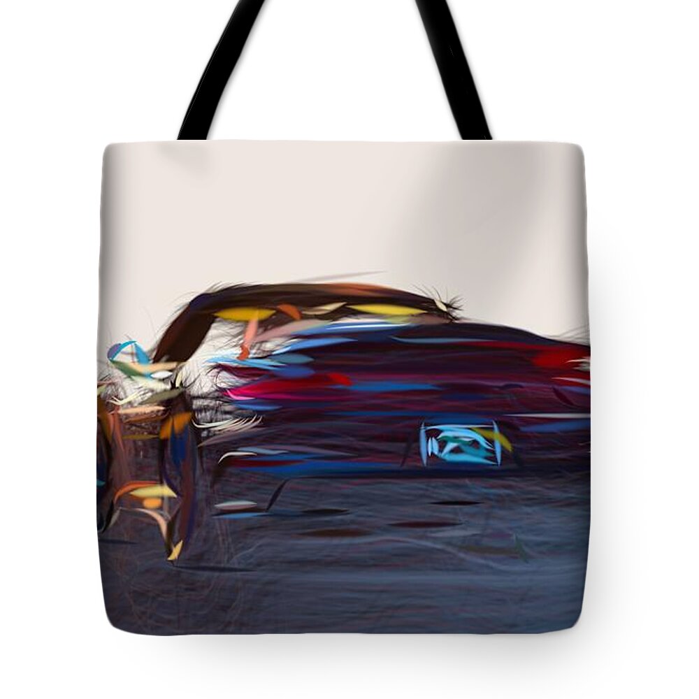 Porsche Tote Bag featuring the digital art Porsche 911 Turbo S Drawing #8 by CarsToon Concept