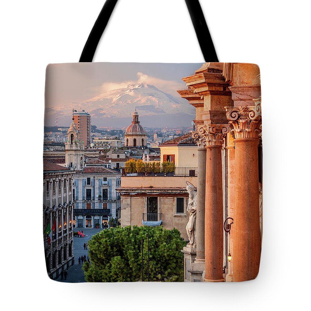 Estock Tote Bag featuring the digital art Sicily, Catania, Italy #7 by Alessandro Saffo