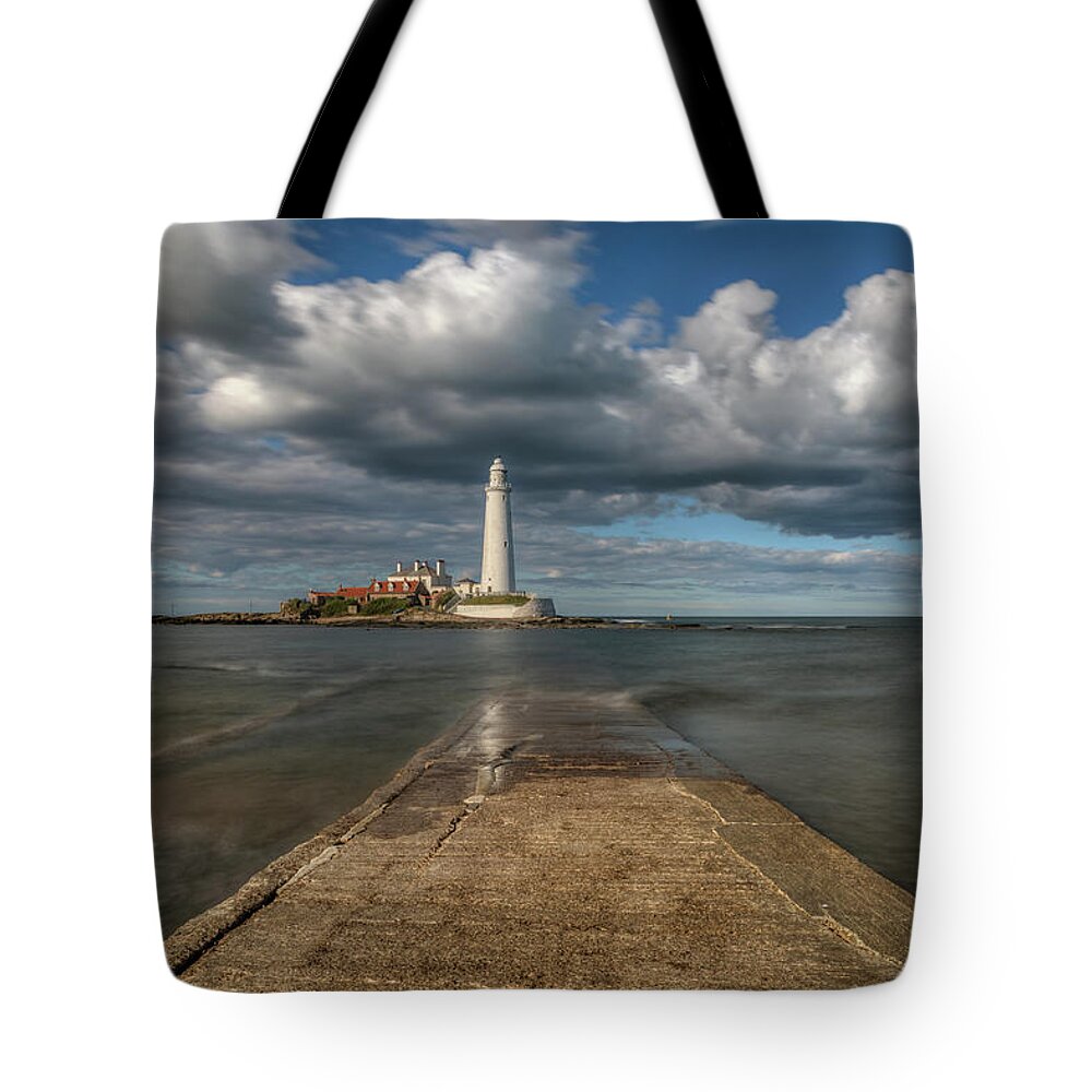 St Mary's Lighthouse Tote Bag featuring the photograph St Mary's Lighthouse - England #7 by Joana Kruse