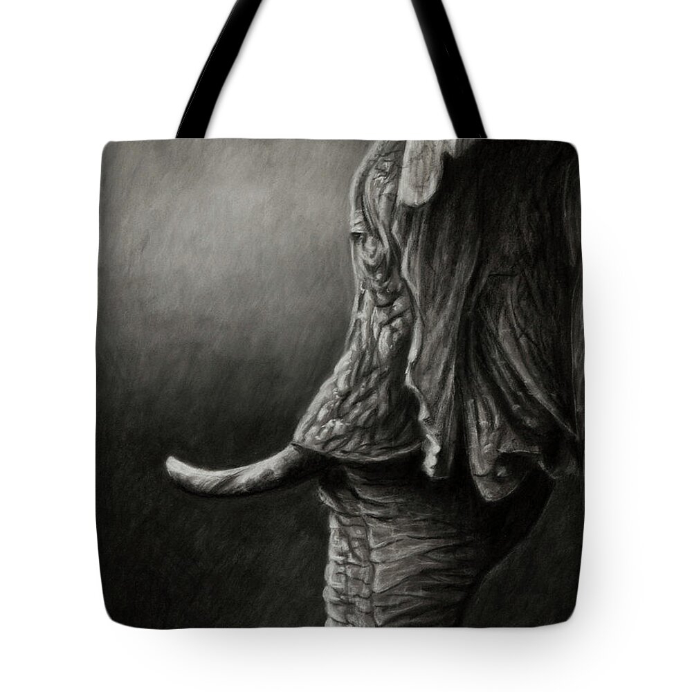 Elephant Tote Bag featuring the drawing Twilight by Kirsty Rebecca