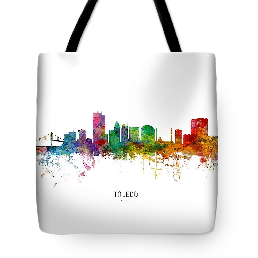 Toledo Tote Bag featuring the digital art Toledo Ohio Skyline by Michael Tompsett