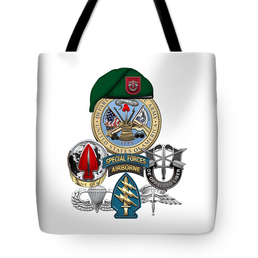 U.s. Army Special Forces Collection By Serge Averbukh Tote Bag featuring the digital art 7th Special Forces Group - Green Berets Special Edition by Serge Averbukh