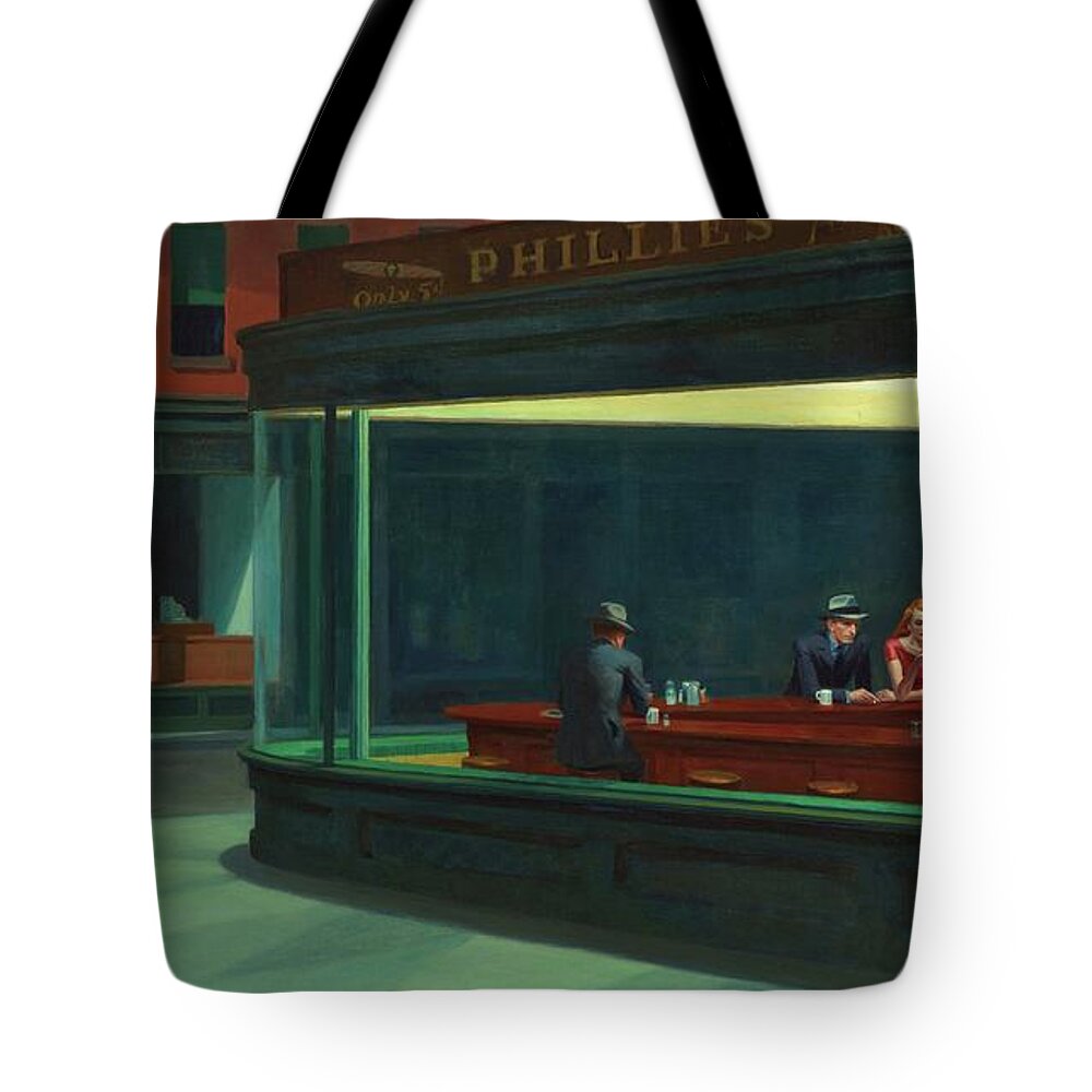 Urban Tote Bag featuring the painting Nighthawks by Edward Hopper