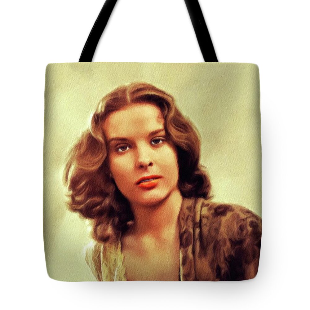 Jean Tote Bag featuring the painting Jean Peters, Vintage Actress #9 by Esoterica Art Agency