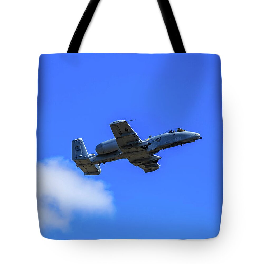 A-10c Tote Bag featuring the photograph A-10C Thunderbolt II in Flight by Doug Camara