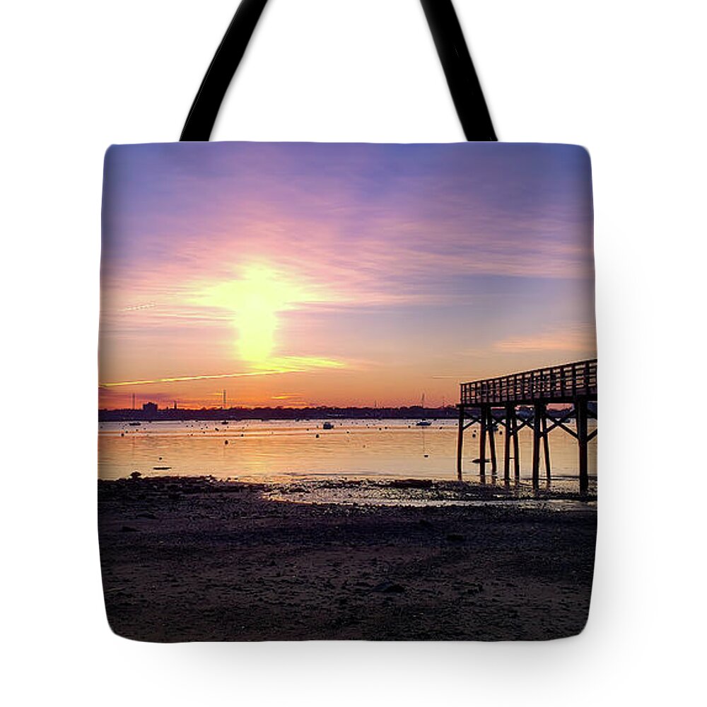 Christian Tote Bag featuring the photograph A Blessing over Salem in the Clouds by Jeff Folger