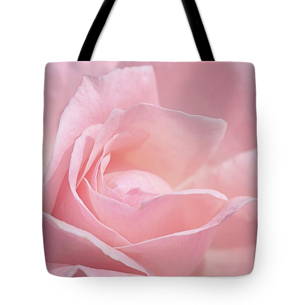 Rose Tote Bag featuring the photograph A Delicate Pink Rose by Susan Rissi Tregoning