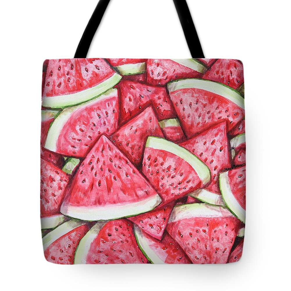  Pink Tote Bag featuring the painting A Fresh Summer 2 by Shana Rowe Jackson