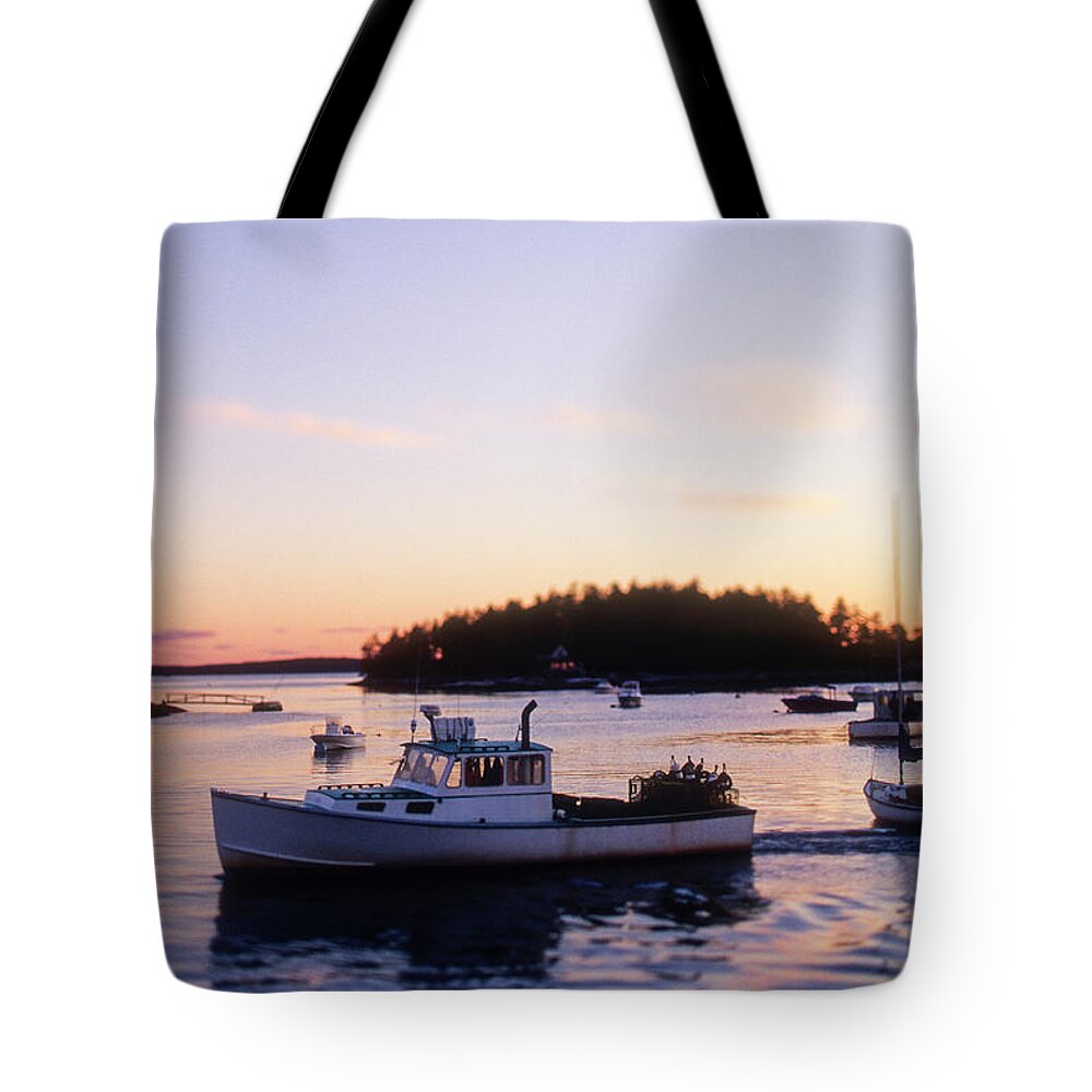 Tranquility Tote Bag featuring the photograph A Maine Lobster Boat by Wesley Hitt
