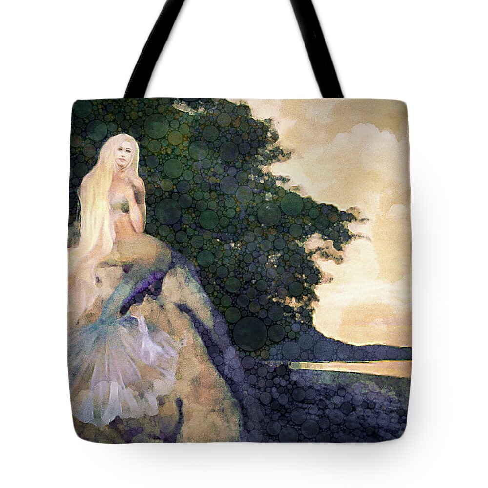 A Mermaid's Tale Tote Bag featuring the digital art A Mermaid's Tale by Susan Maxwell Schmidt