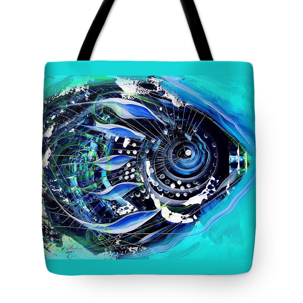 Fish Tote Bag featuring the painting A new Breed in Blues by J Vincent Scarpace