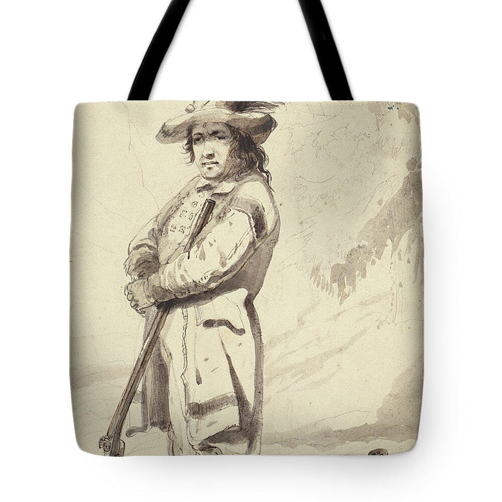 19th Century Tote Bag featuring the painting A Rocky Mountain Trapper, Bill Burrow, C.1837 by Alfred Jacob Miller