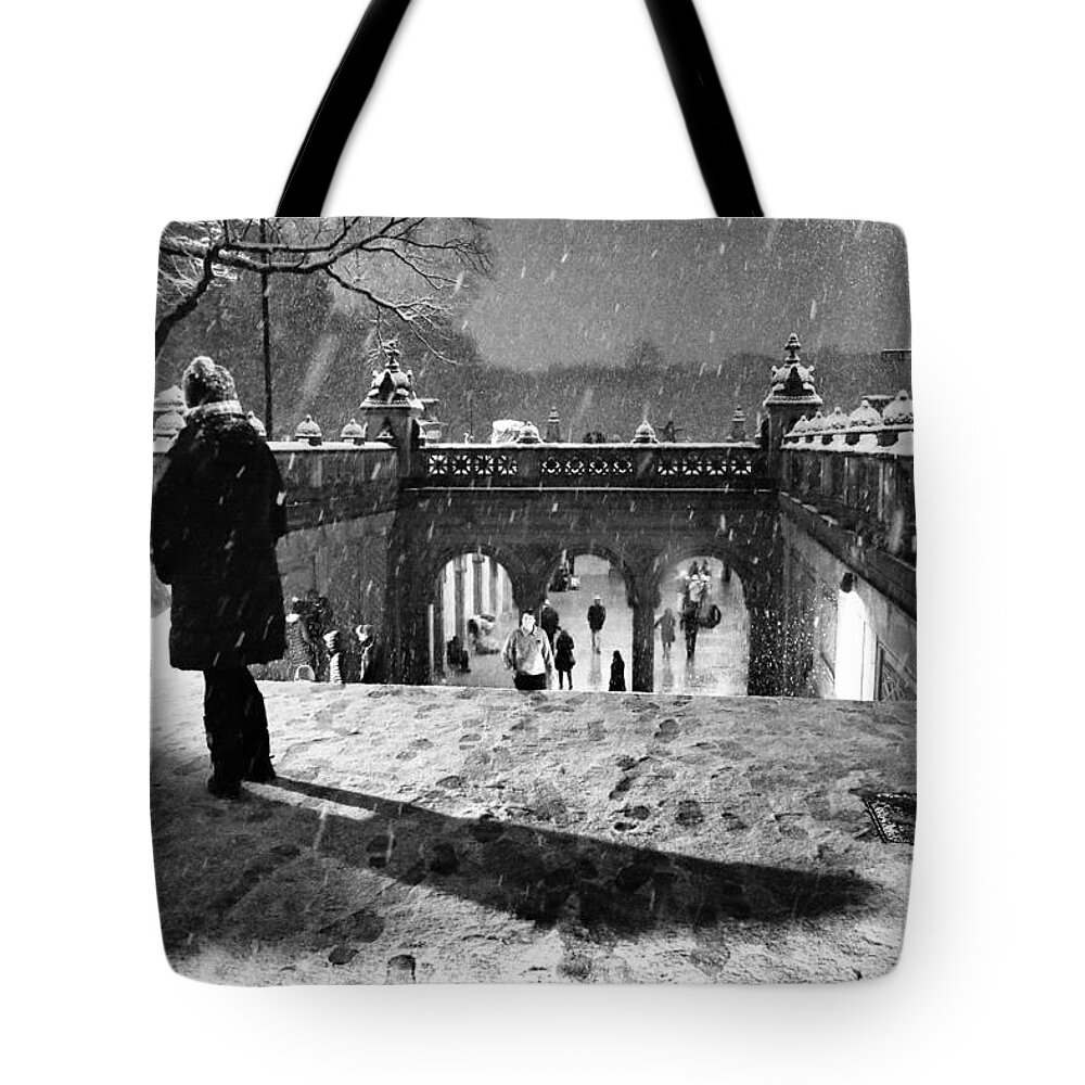 Snow Tote Bag featuring the photograph A Snowy Night in Central Park by Steve Ember