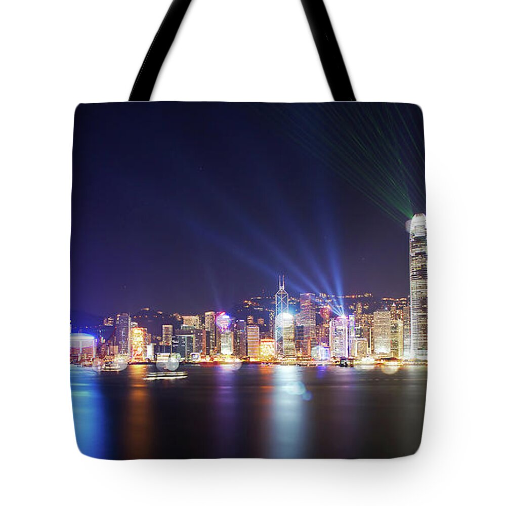 Tranquility Tote Bag featuring the photograph A Symphony Of Lights by Mendowong Photography