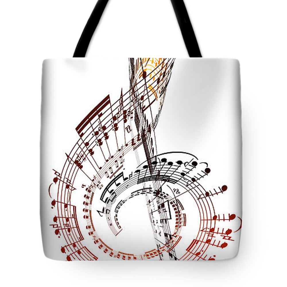 Sheet Music Tote Bag featuring the digital art A Treble Clef Made From Sheet Music by Ian Mckinnell