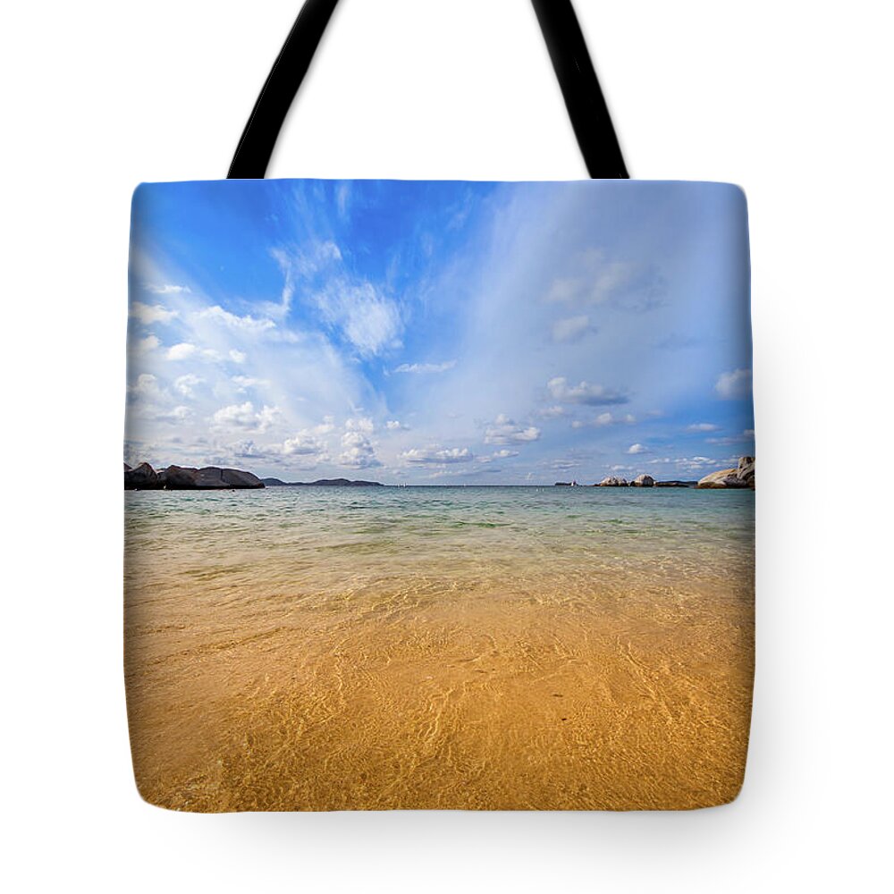 Tranquility Tote Bag featuring the photograph A View Of The Caribbean Sea From The by Lotus Carroll