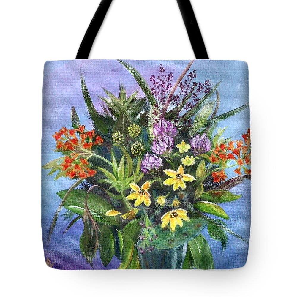 Wildflowers Tote Bag featuring the painting A wild bunch 2 by Helian Cornwell
