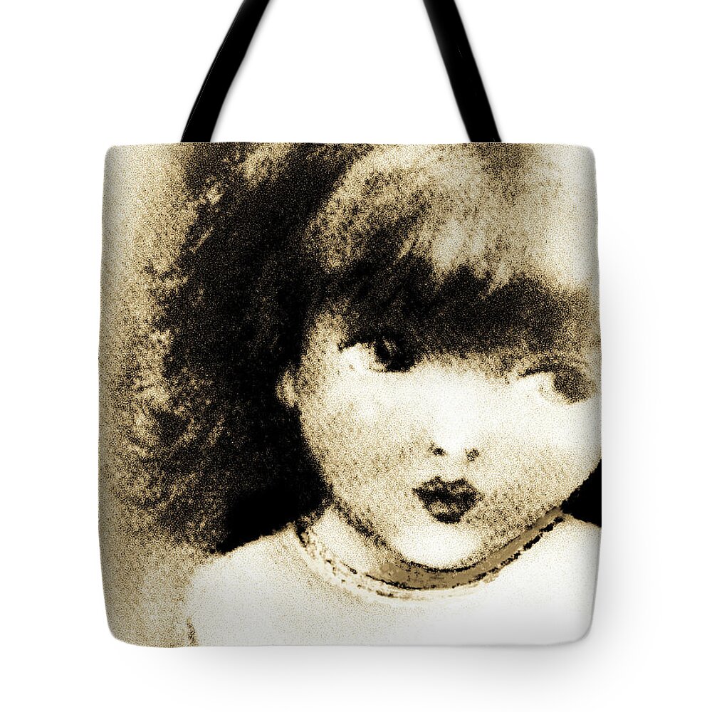 Little Girl Tote Bag featuring the painting A Wistful Look by Hazel Holland