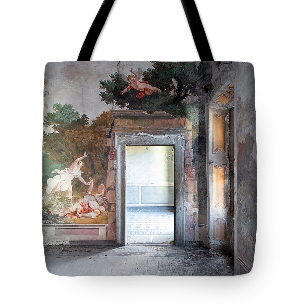 Urban Tote Bag featuring the photograph Abandoned Palace with Fresco by Roman Robroek