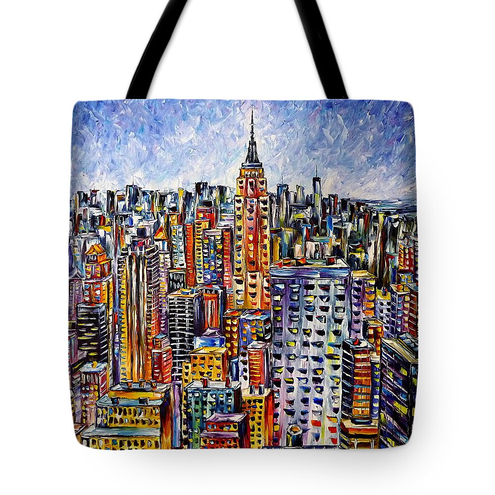 I Love New York Tote Bag featuring the painting Above New York by Mirek Kuzniar