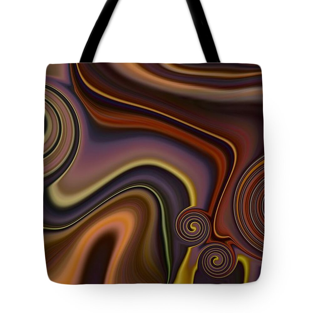 Abstract Tote Bag featuring the painting Abstract Art - Orange and brown Fluid Painting Marble Pattern by Patricia Piotrak