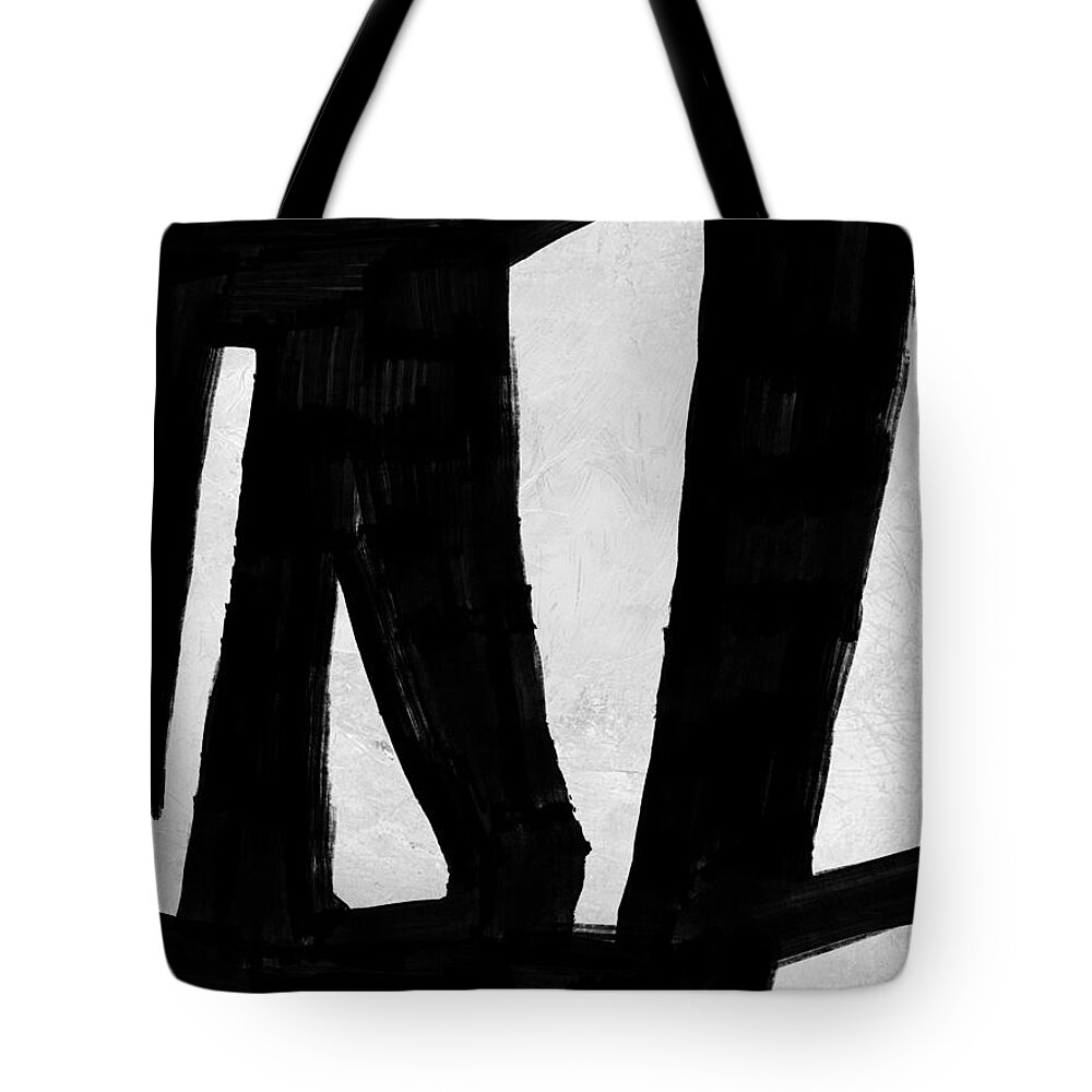 Black And White Tote Bag featuring the mixed media Abstract Black and White No.22 by Naxart Studio
