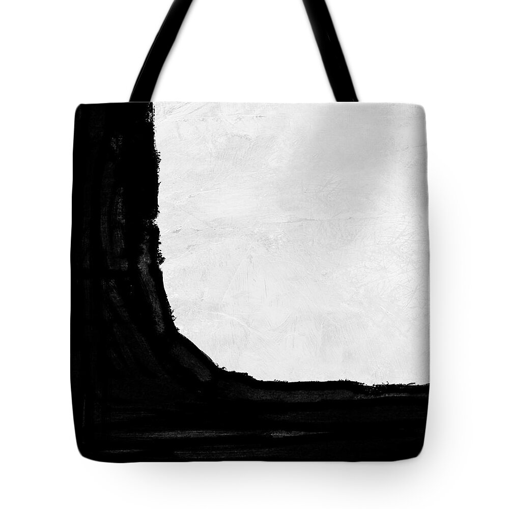 Black And White Tote Bag featuring the painting Abstract Black and White No.69 by Naxart Studio