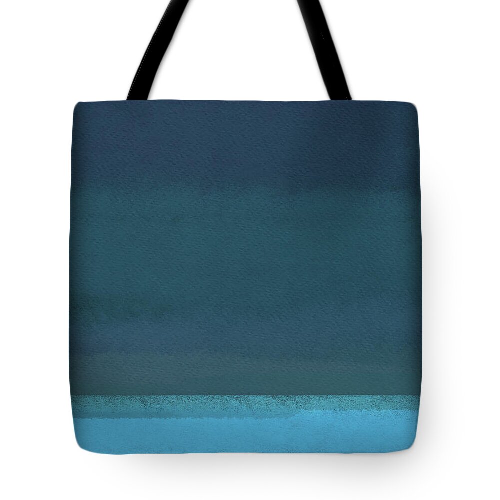 Landscape Tote Bag featuring the painting Abstract Blue Ocean Sunset by Naxart Studio