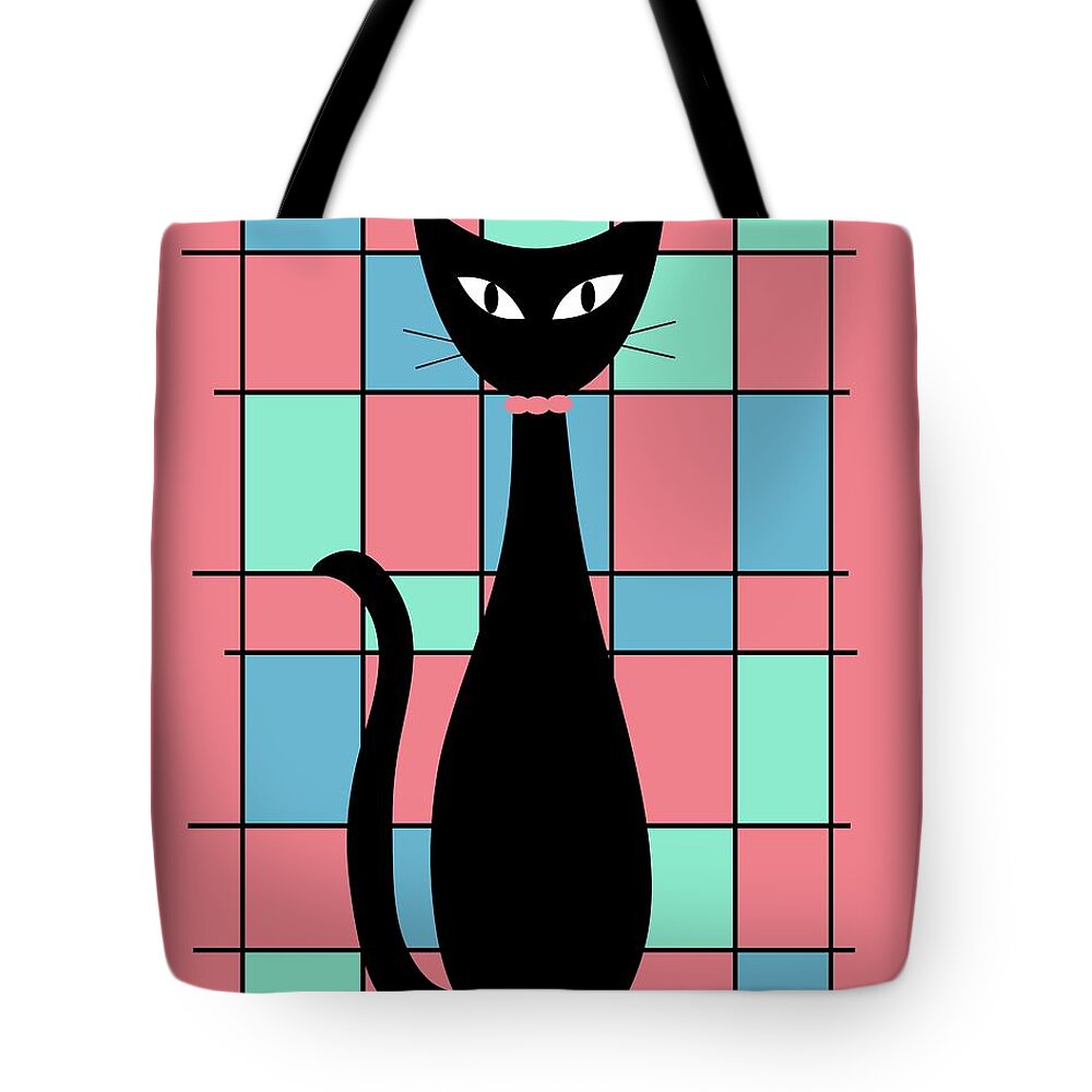  Tote Bag featuring the digital art Abstract Cat in Pink by Donna Mibus