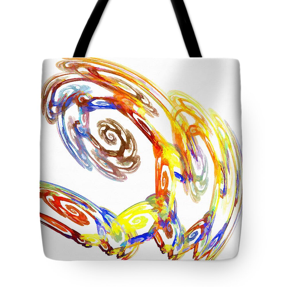 Abstract Tote Bag featuring the digital art Abstract Crab Yellow by Don Northup