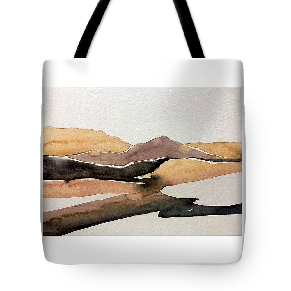 Desert Tote Bag featuring the painting Abstract Desert by Luisa Millicent