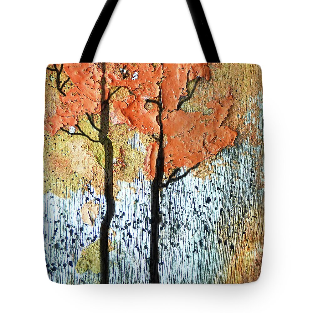 Abstract Tote Bag featuring the painting Abstract Fall Trees 300 by Sharon Williams Eng