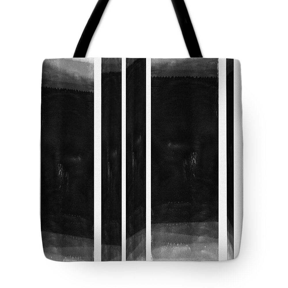 Black And White Tote Bag featuring the mixed media Abstract Geometric by Naxart Studio